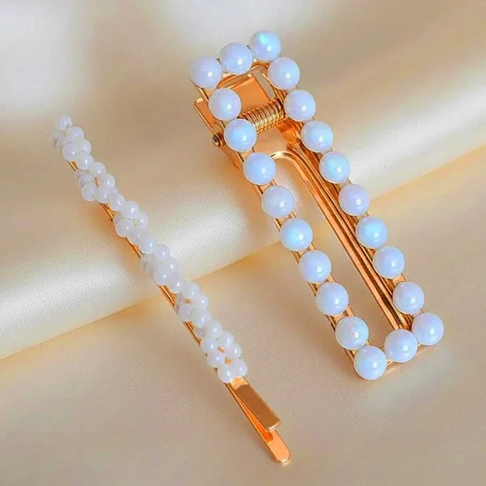 Ladies 2 Pearl Bobby Pin Clip Hair Accessories